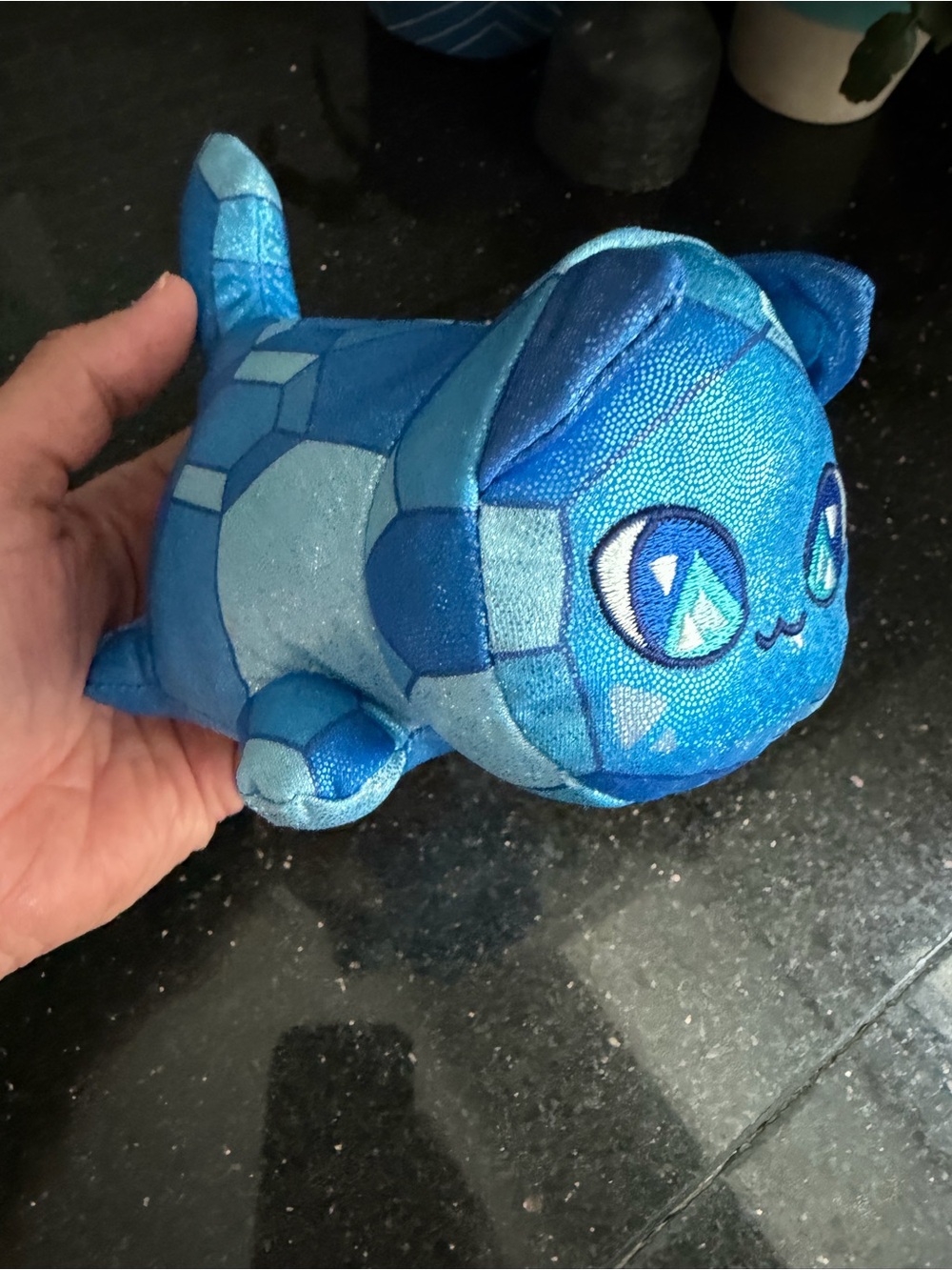 Aphmau MeeMeows Sapphire Cat Plush Blue Gemstone Kitty 6”
